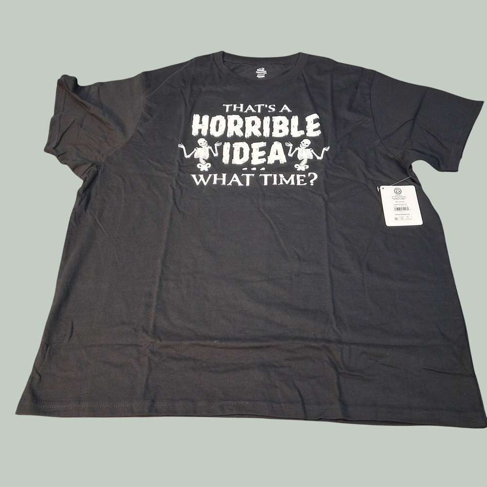 Way to Celebrate! T-Shirt Mens 2XL Horrible Idea What Time Black Graphic NEW